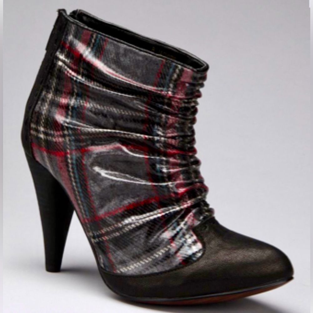 N.Y.L.A. Black and Red Plaid Brindal Heeled Boots